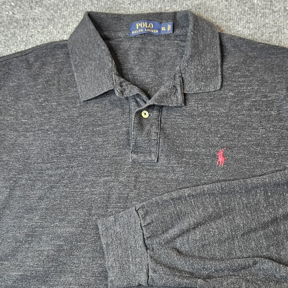 Polo Ralph Lauren Men's Longsleeve Polo Shirt Size XL Gray Preppy Classic
